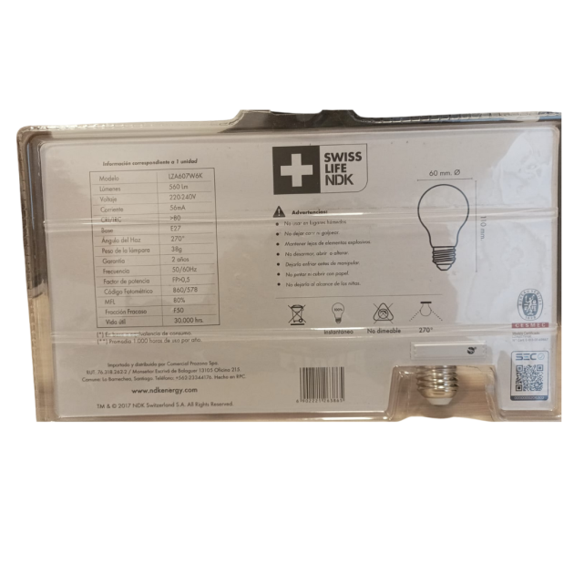 BLISTER X4 AMPOLLETA LED 7W NDK BLANCA - Imagen 2