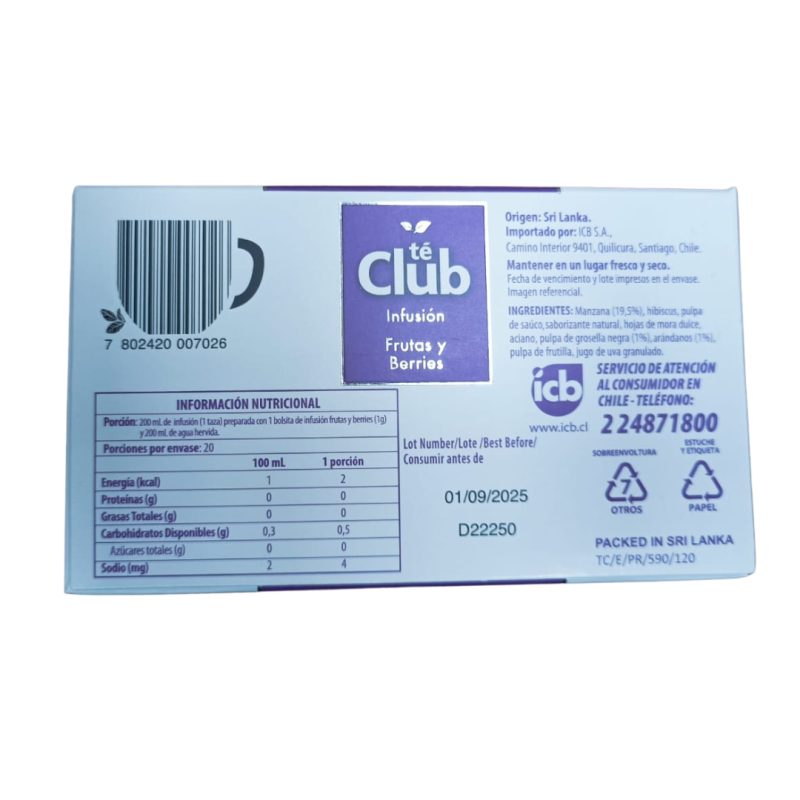 TE CLUB FRUTA BERRIES 50X20UND - Imagen 3