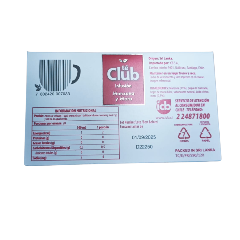 TE CLUB  MANZANA MORA 50X20UND - Imagen 5
